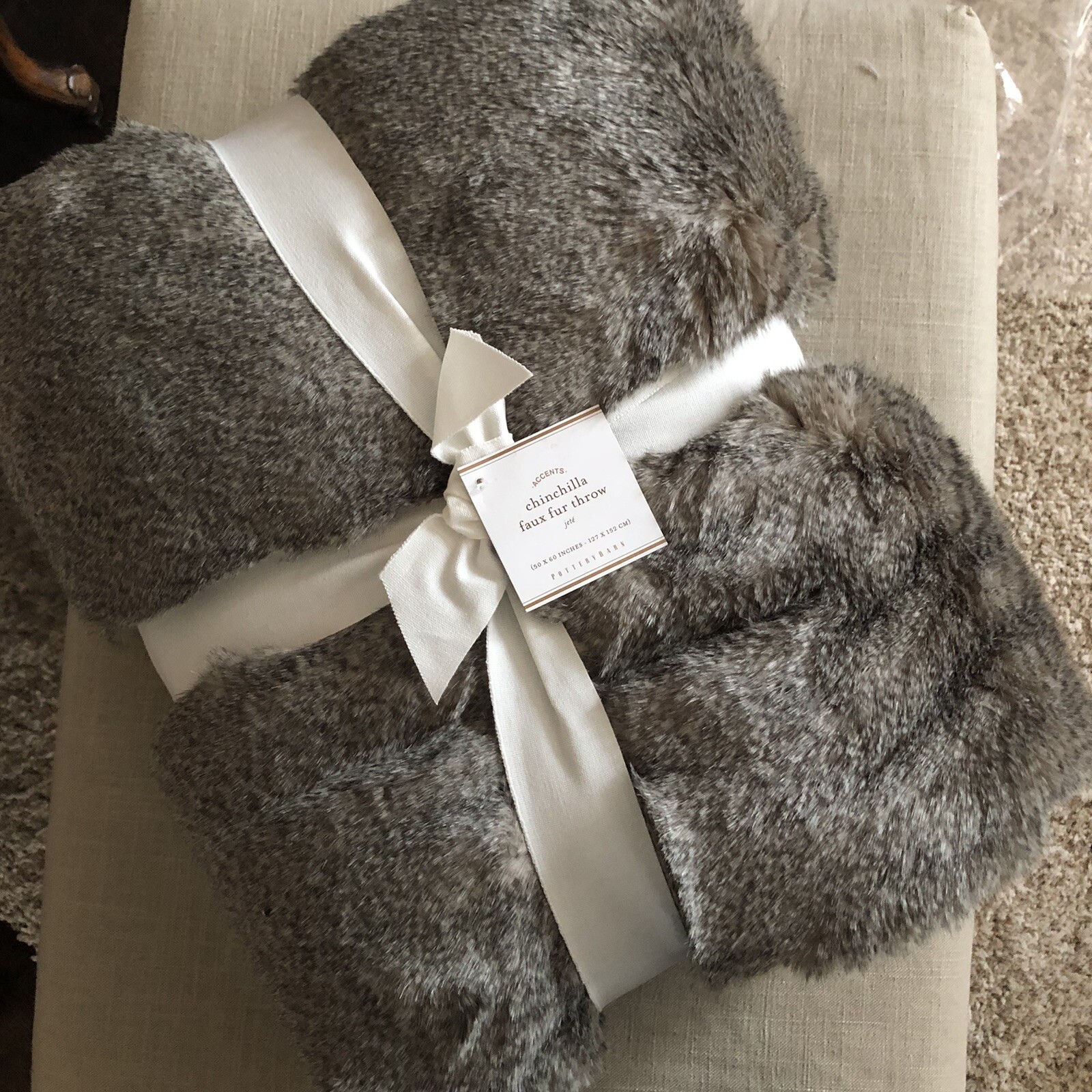 Pottery Barn Nwt Chinchilla Faux Fur Throw 50 X 60 New For Sale Online