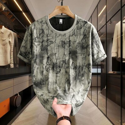 Men Luxury Trend Butterfly Ripped Hole Casual Summer Fashion Streetwear T-Shirt