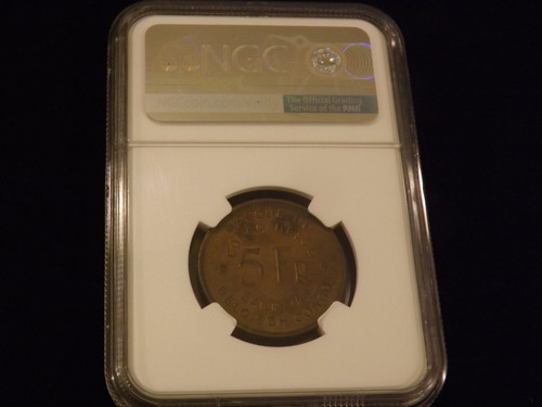 1947 5 Francs Belgian Congo NGC AU - Picture 2 of 2