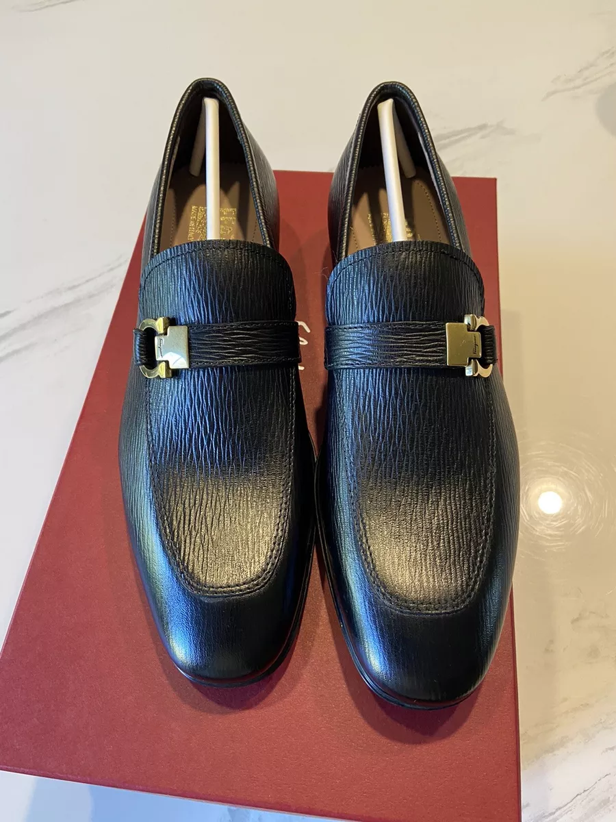 New Authentic Salvatore Ferragamo Amer Leather Men Driver Shoes Black 13  $695