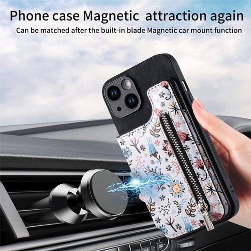 For iPhone 15 14 13 12 11 Pro Max Magnetic Zipper Card Wallet Leather Stand Case - Picture 60 of 63