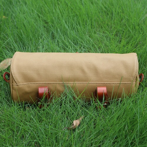 TOURBON Bike Saddle Bag Canvas Bicycle Handlebar Shoulder Pack Choose Color - Picture 16 of 40