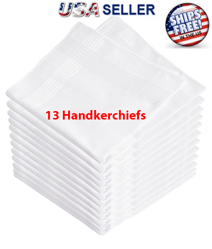 13 PCS Vintage Mens Pocket Handkerchief Men Hankie Hanky Lot Set - Picture 1 of 10