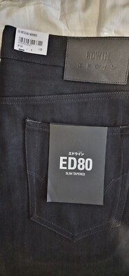 Edwin Ed80 Jeans Red Selvedge Black Denim 13.5oz Unwashed Denim W34 32L
