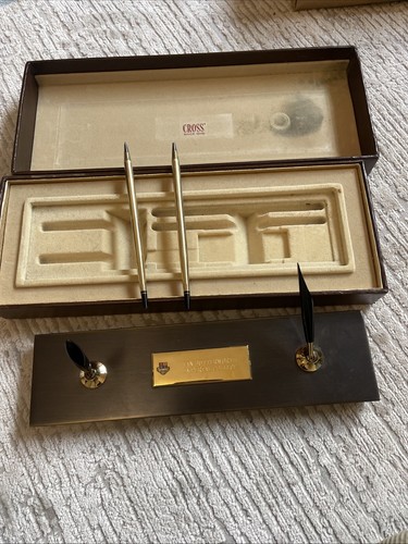 CROSS Set Ballpoint Pen & Mechanical Pencil 14Kt Gold Plated - Picture 2 of 3
