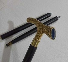 Designer Brass Victorian Handle Wooden Vintage Walking Cane Antique Style Stick