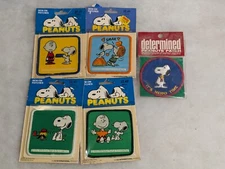 5 Vintage UNOPENED Peanuts Snoopy Determined Woven Vinyl Patches