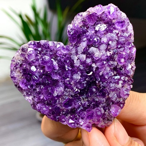 141G Natural Forma Corazón Amatista Gema Cuarzo Racimo Cristal Muestra - Imagen 11 de 22