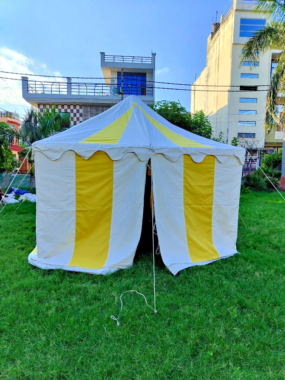 WEEKEND SALE 3 Meter Yellow&White Medieval Square Water Resistant Camping tent