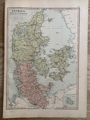 1891 DÄNEMARK & SCHLESWIG HOLSTEIN FARBKARTE VON W.G. BLACKIE