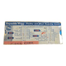 Vintage Reynolds Wrap Poutry Meat Roasting Time & Temperature Sliding Guide MCM