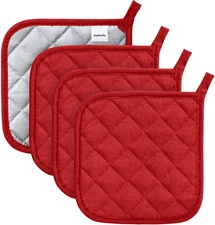 4 Pack Heat Resistant Pot Holders - Terry Cloth Sets for Cooking & Baking