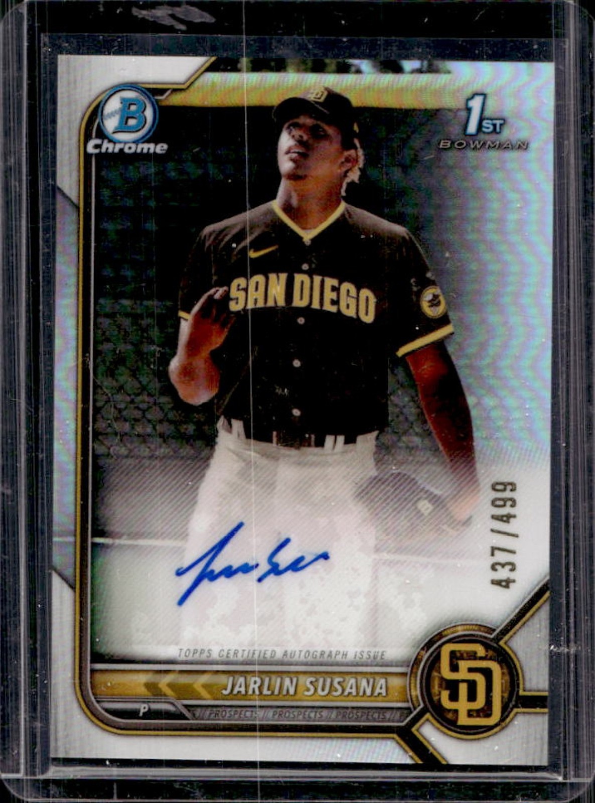2022 Bowman Chrome Jarlin Susana Auto Refractor 1st Prospect #437/499 Padres
