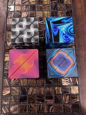 Lot Of 4 Shashibo Magnetic Puzzle Cube Over 70 Geometric Shapes Fidget