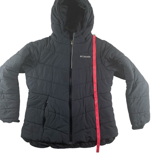 Columbia Puffer Coat Youth XL 18/20 Black Lined Full Zip Hooded Snow Ski Jacket - Picture 9 of 13