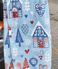 Joyful Blue 50 x70 Throw Blanket Christmas Holiday Home Hearts Festive Plush