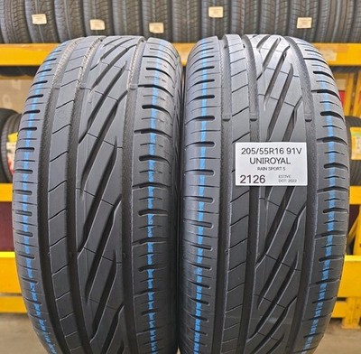 GEBRAUCHT: 2 SOMMERREIFEN 205/55 R16 91V UNIROYAL RAIN SPORT 5 REIFEN 2055516