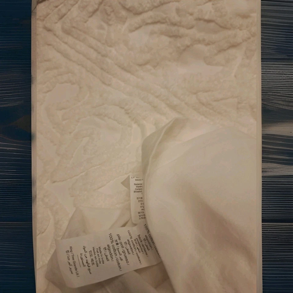 2- Fundas de Almohada Pottery Barn Blanco 100% Algodón Chenilla Texturizada King 20" X36" Foto 2 de 4