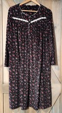Secret Treasures Nightgown Womens L/G 12-14 Black 3/4 Sleeve Floral Lace Cozy
