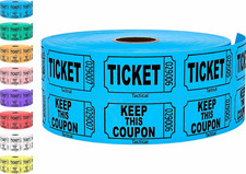 1000 Raffle Tickets, Blue 1 of 8 Colors , Double Roll, Ticket for Events, Entr