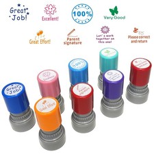 8 Pcs Teacher Stamps for Classroom Self-Inking Rubber Photosensitive Stamp