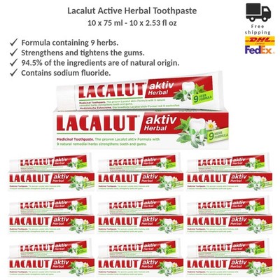 Lacalut Aktiv Herbal Toothpaste Strengthen Gums Prevents Decay with 9 Herbs x10