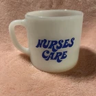 Federal Glass Vintage Milk Glass Advertising Coffee Mug Nurses Care