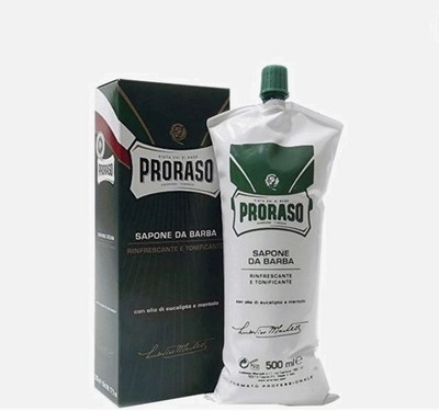 PRORASO Green Shaving Cream In Tube, Eucalyptus Oil & Menthol, Barber Size 500ml