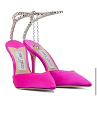 Jimmy Choo Shoes Crystal Embellished 100mm  Sz 40/9 Pink $1095