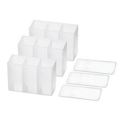 Wall Mounted 3Grids Organizer Mirror Cabinet Self-adhesive Objects Storage Box