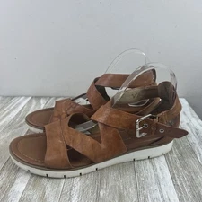 Sofft Mirabelle Sandals Womens 10 Tan Leather Strappy Buckle Gladiator Comfort