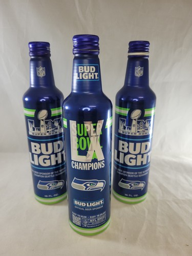 3x Seattle Seahawks 2026 Super Bowl LX Champions Bud Light Bottle Cans NFL EMPTY