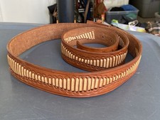 Vintage Brown Cognac Cowboy Interwoven Leather Western Belt Mexico Size 50 XL