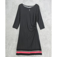 Talbots Dress Womens XL Polka Dot Rushed Stretch Knit Office Career Keyhole