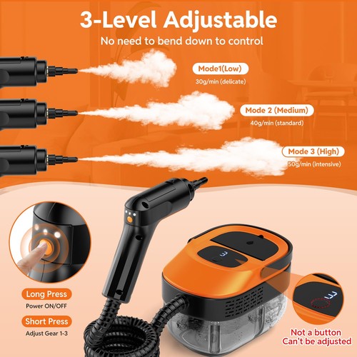 Dampfreiniger für Haus & Auto - 2500W tragbarer Handdampfer groß, orange  - Bild 4 von 8
