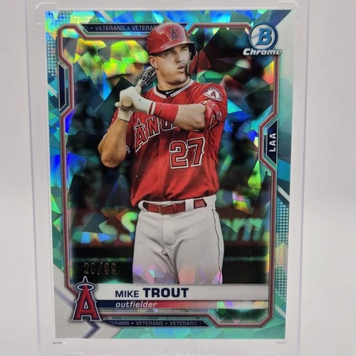 2021 Bowman Chrome Mike Trout Green Sapphire Card #'d /99