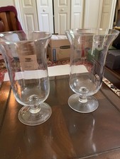 Large Clear 2 Cut Glass Hurricane Pillar Candle Holder Vase 13" Cottagecore