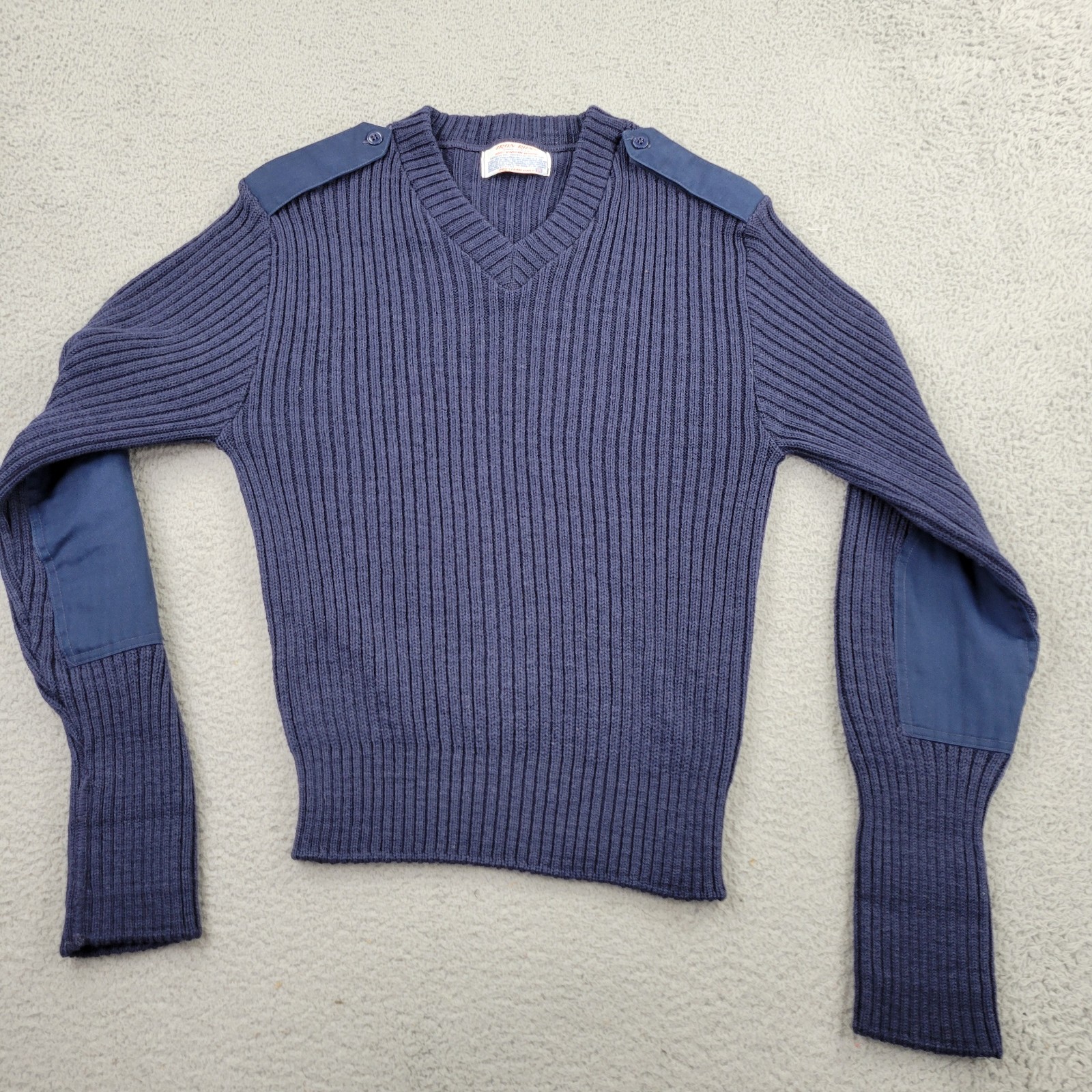 Run Sweater Mens 42 Vtg Blue Virgin Wool V-neck Usa Long Sleeve Pullover
