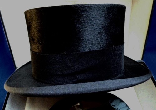 Top Hat Fur 1930 Opera hat with Victorian SuitCase Luxury quality Europe Size M - Picture 3 of 12