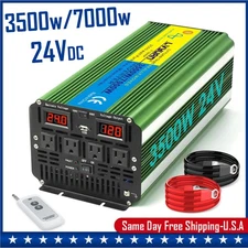 3500W/7000W 24V Power Inverter Pure Sine Wave 4AC USB LCD Remote Truck Converter