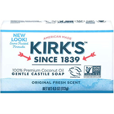 Kirk's Original Coco Castile Soap Pack of 5 Natural Hypoallergenic 4 Ounce Bars