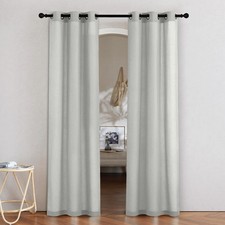 NICETOWN Gray Linen Doorway Curtains 80" L, Grommet Thick Weave Semi-Sheer Panel