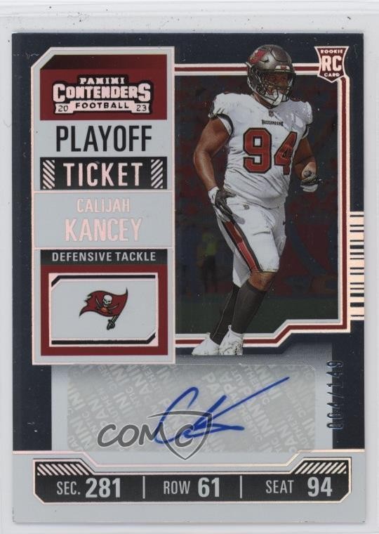 2023 Panini Contenders Playoff Ticket /149 Calijah Kancey Rookie Auto RC 03tv