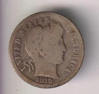 1915-P BARBER DIME 90% SILVER PHILADELPHIA 10¢ UNITED STATES AMERICA TEN CENTS