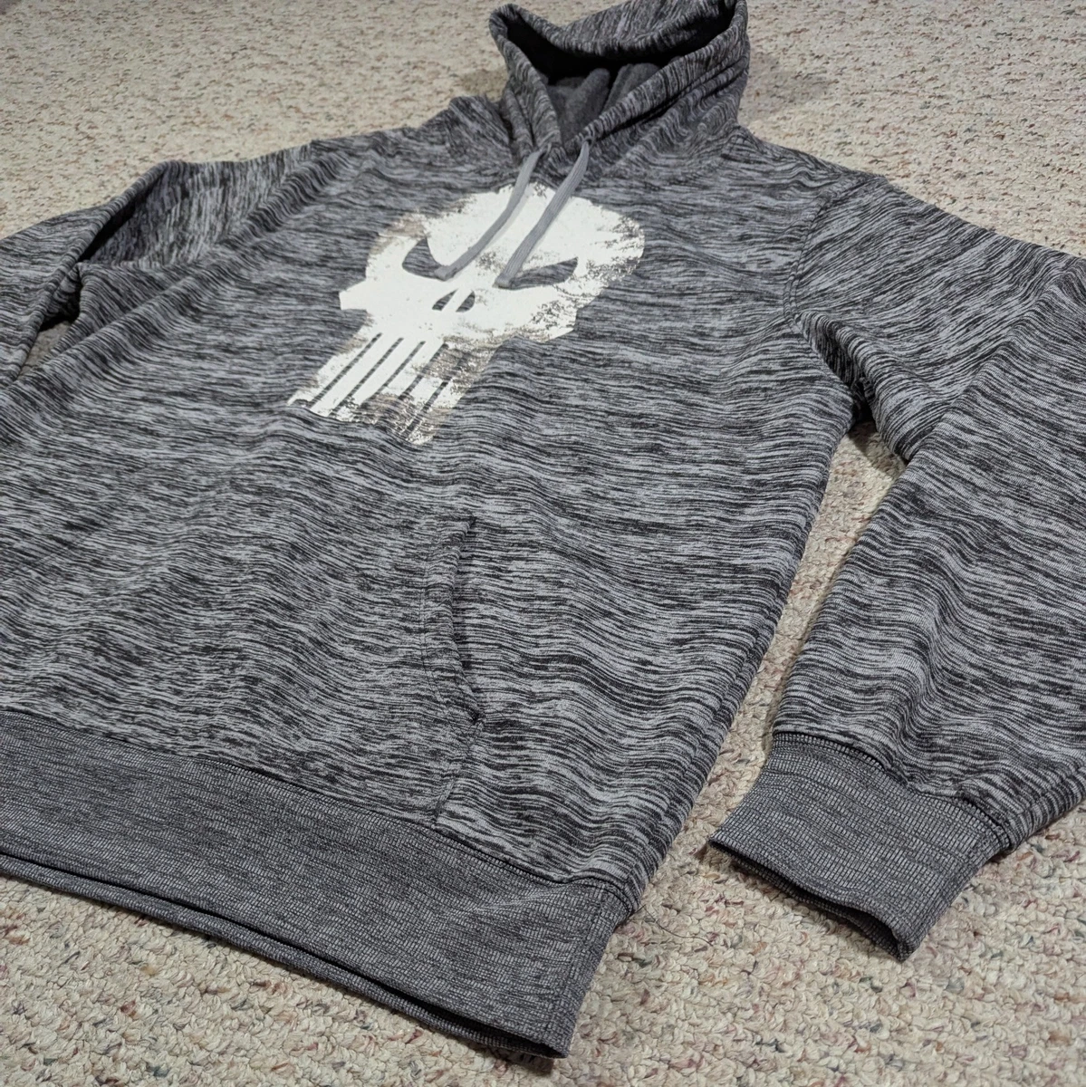Marvel Punisher Calavera Sudadera con Capucha Para Hombres XL Gris Jaspeado Pullover Sudadera Canguro