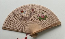 Vintage Wooden Chinese Folding Hand Fan with Original box