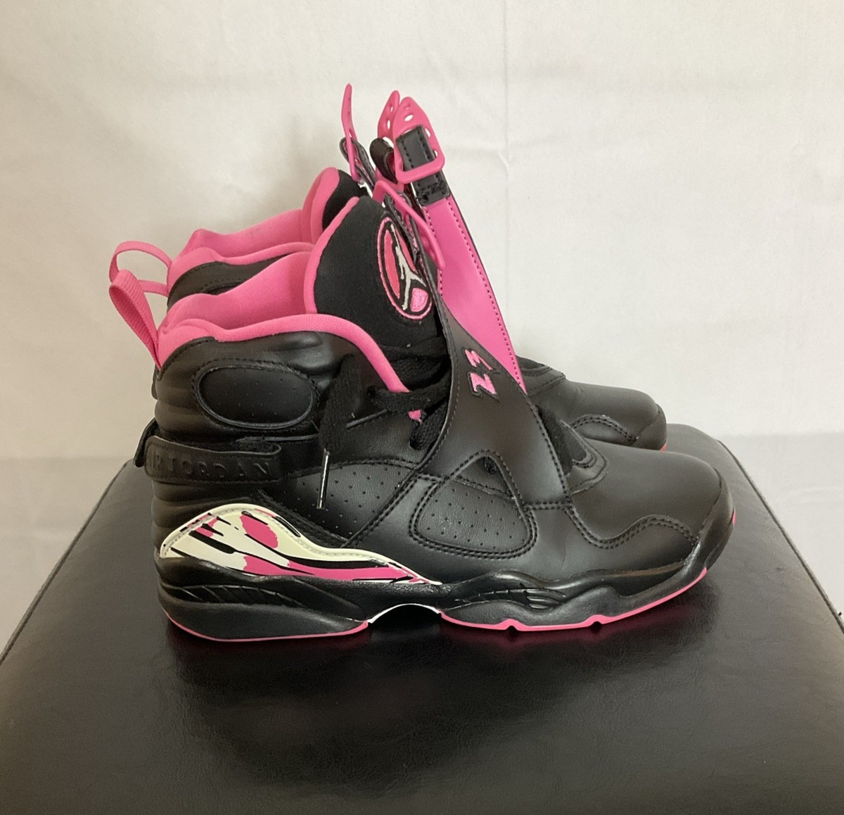 Nike Air Jordan 8 Retro GS Pinksickle Sneakers Size 5.5Y Black