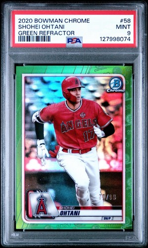 2020 Bowman Chrome Shohei Ohtani Green Refractor #/99 Angels / Dodgers PSA 9