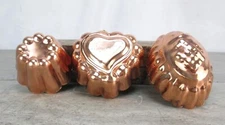 Copper Vintage Kitchen Mold Pan 3" Hanging Wall Decor LOT 3 Heart/Star/Pineapple