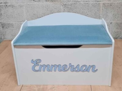 Lid Toy Box With Cushion Top Large Wooden Toy Box Seat, White - Main Image